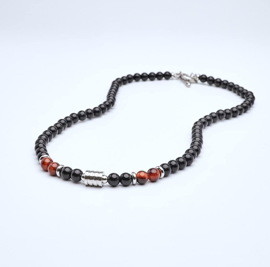 Handgemachte Herren Tigerauge Onyx Perlenkette Kette Natürliche Edelsteine Heilung Kristallschmuck (