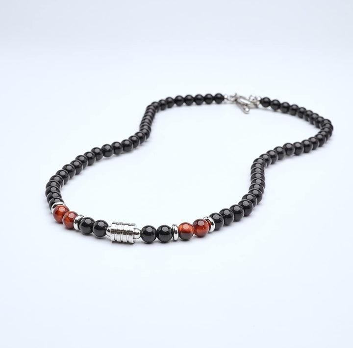 Handgemachte Herren Tigerauge Onyx Perlenkette Kette Natürliche Edelsteine Heilung Kristallschmuck (