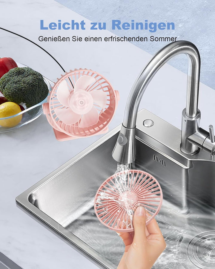 TriPole Mini Ventilator mit 3 Gang, USB Tischventilator Leistungsstark, 360° Neigung, Tragbar für Bü