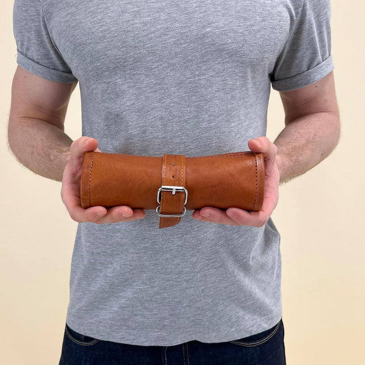 Gusti Federtasche Leder - Robbie Damen und Herren Stifterolle Federtasche Schlamperrolle Stifteetui
