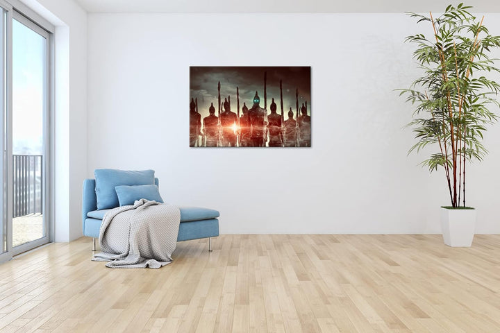 düstere Armee der Toden Format: 80x60 als Leinwandbild, Motiv fertig gerahmt auf Echtholzrahmen, Hoc