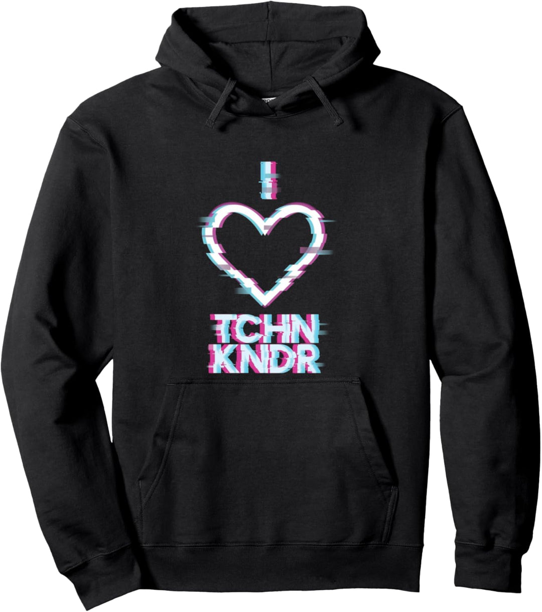 I Love TCHNKNDR Druffi Party Tekk Techno Musik Tanzen Bass Pullover Hoodie
