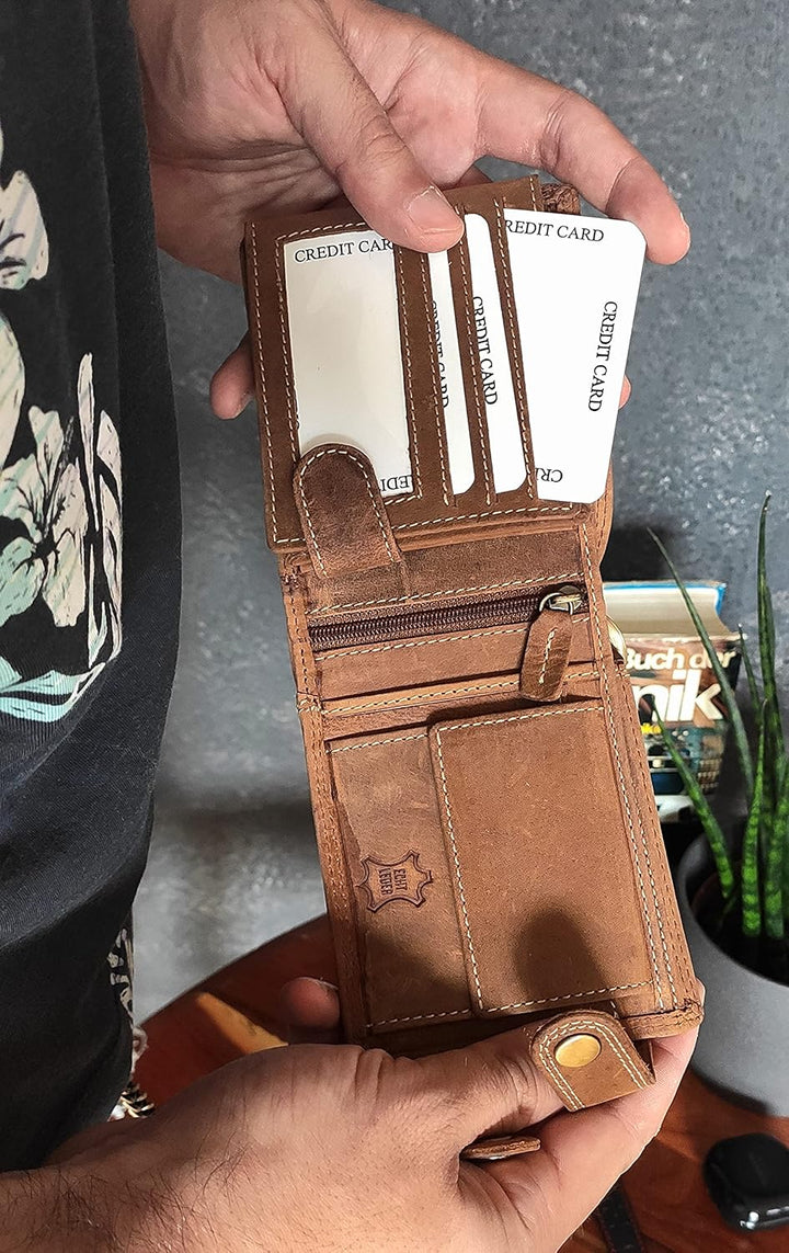 Geldbeutel mit Kette I Biker Geldbörse mit Kette Herren I Geldtasche mit RFID Schutz I Portemonnaie