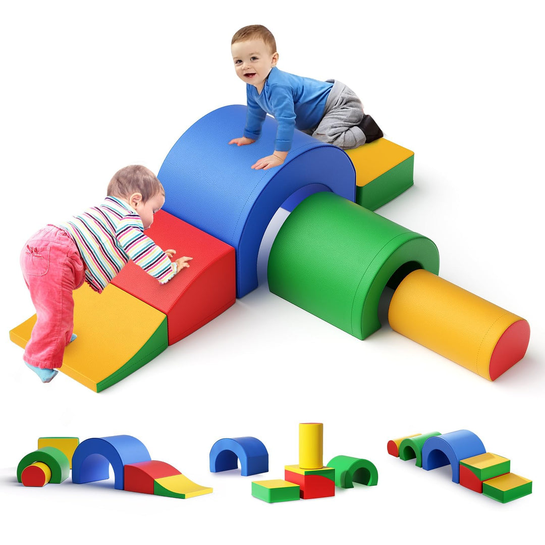 Schaumstoff Bausteine Kinder, Kletterbausteine aus Hochdichteschaumstoff, rutschfeste PU-Hülle, Moto