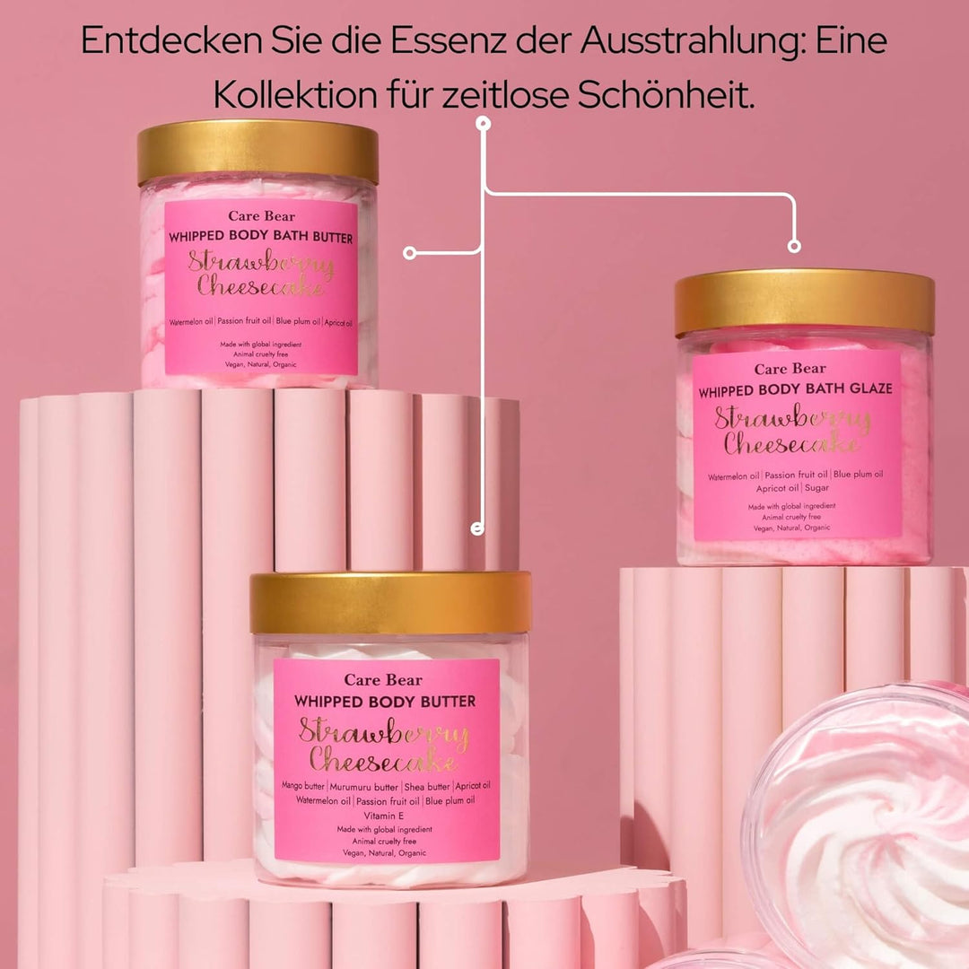 CareBear Whipped Body Bath Scrub, Peeling und Peelingmittel, mit Aprikosenöl, blauem Pflaumenöl, Vit