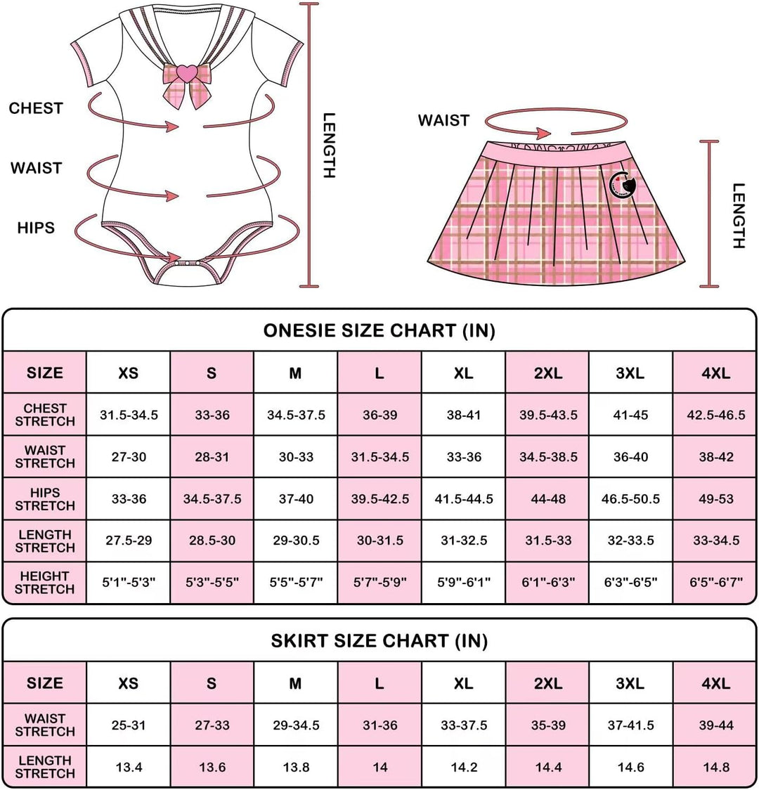 Landofgenie Damen Onesie Baumwolle Bodysuit Set für Damen Cosplay JK-Uniform Mädchen Rock-Sets, Rosa