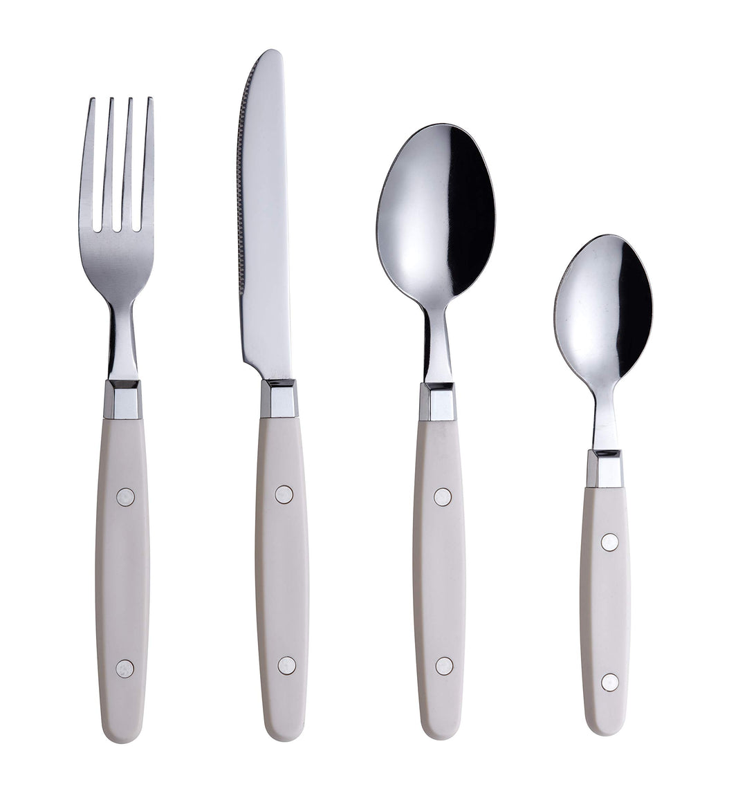 EXZACT Besteckset 24-teilig Edelstahl - mit Niet-Bastelgriffen/Besteck im Retro-Stil - 6 x Essgabeln