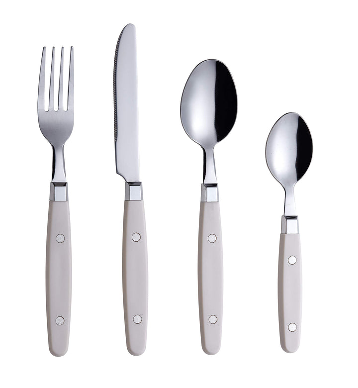 EXZACT Besteckset 24-teilig Edelstahl - mit Niet-Bastelgriffen/Besteck im Retro-Stil - 6 x Essgabeln