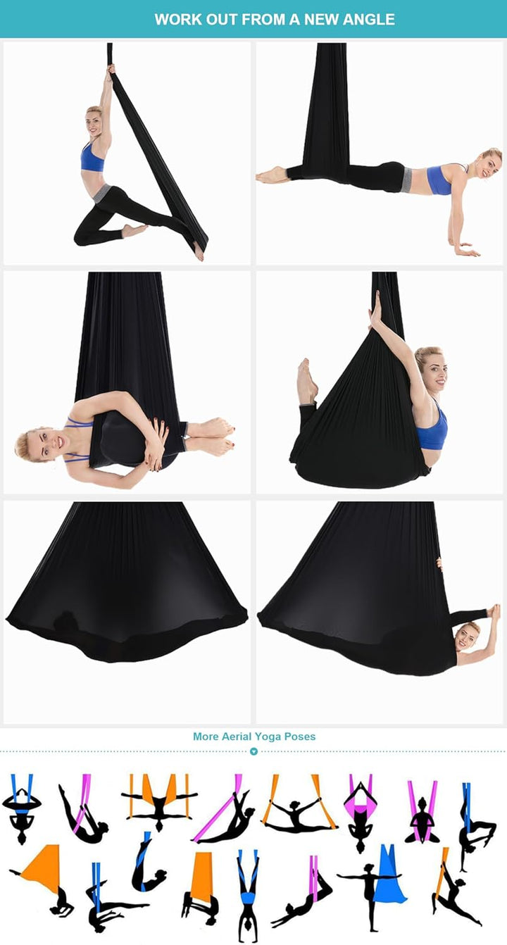 Yoga-Set für Erwachsene, Yoga-Zubehör, 500 kg Belastung, inkl. Kompletter Installationshardware Blac