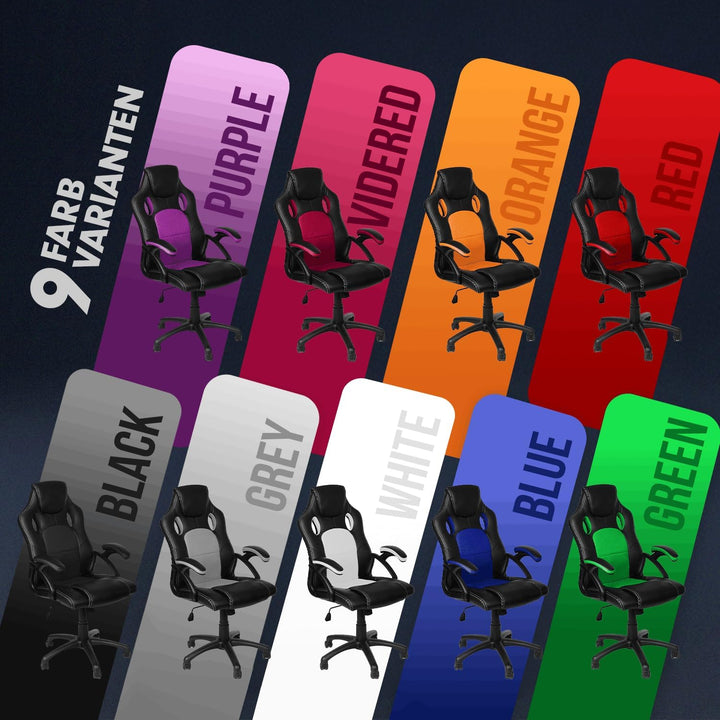 Gamer Stuhl Gaming Schreibtischstuhl Chefsessel Bürostuhl Ergonomisch, Blau, 9 Farbvarianten, gepols