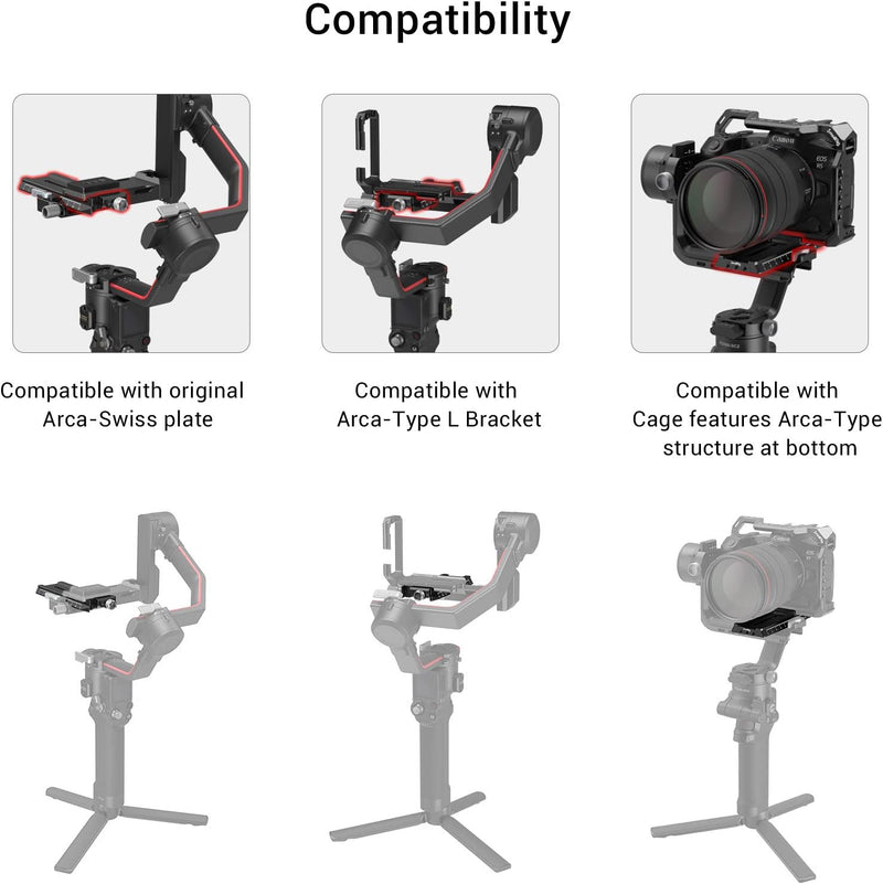 SMALLRIG RS2/RSC2/RS3/RS3 Pro Quick Release Plate Schnellwechselplatte mit Arca-Swiss für DJI RS 2/R