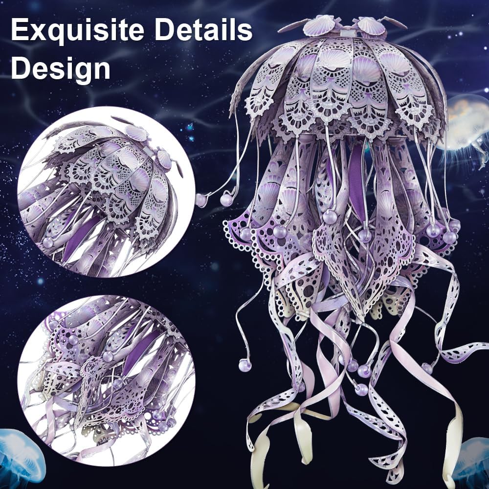 Piececool 3D Puzzle Metall Quallen, 3D Metall Puzzle Meeresbiologisches Modell für 340 Edelstahl, Ga