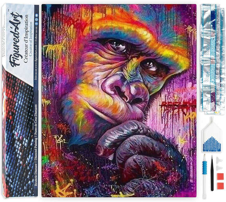 Figured'Art Diamond Painting Erwachsene 40x50cm Ganze Leinwand gerollt Bunter King Kong 5D Bilder Ec