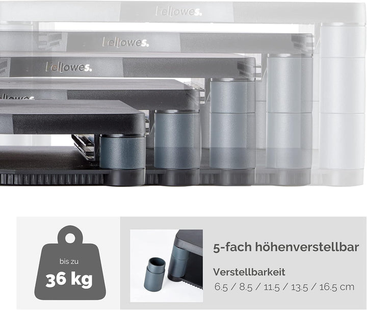 Fellowes Premium Monitor Ständer bis 53,3 cm (21 Zoll) Graphit, 9169401 Premium Graphit, Premium Gra