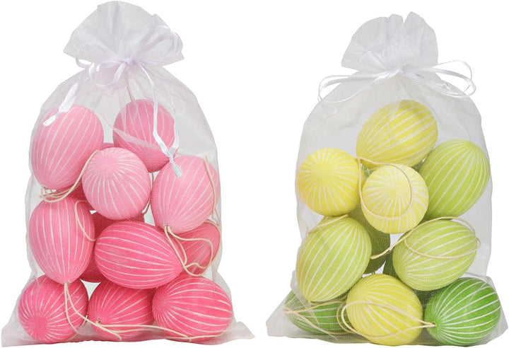 levandeo 24er Set Deko Eier Hängedeko Ostern Rosa Gelb Grün Pink Ostereier zum Aufhängen Osterdeko D
