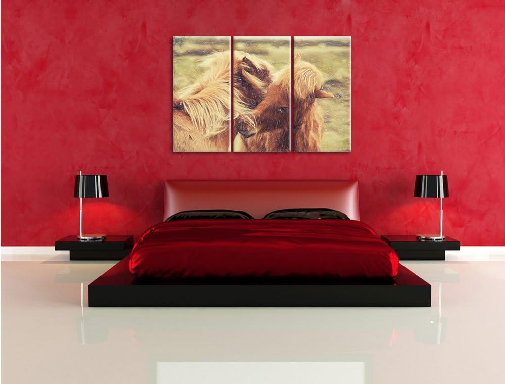 Pixxprint Islandpferde Pony als Leinwandbild 3 teilig/Grösse: 3 Teilig (120x80) / Wandbild/Kunstdruc