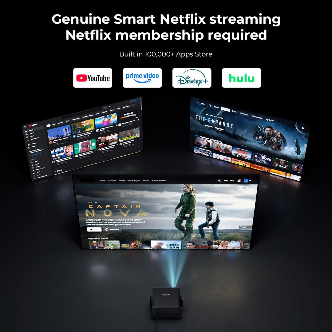 Beamer Kompatibel mit Netflix 28000 Lumen, Smart Beamer 4K unterstützt Native 1080P, WLAN 6 und Blue
