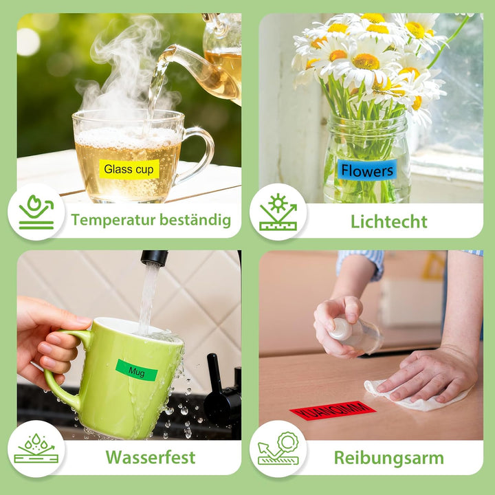 Yuanqimm Kompatibel für Brother P-touch Bänder 9mm TZe-221 TZe-121 TZe-421 TZe-521 TZe-621 TZe-721 L