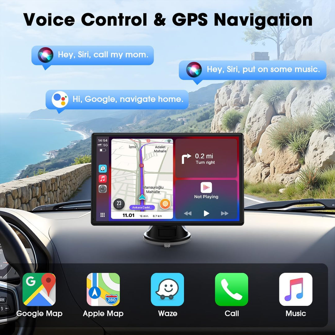 LAMTTO Wireless Carplay Display Für A-ppIe CarPlay und Android Auto 9 Zoll Touchscreen Display Bilds