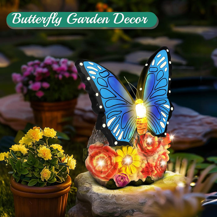 Linkax Geschenke für Frauen Mama Oma, Solar Gartenfiguren Schmetterling Gartendeko für Draussen, mit