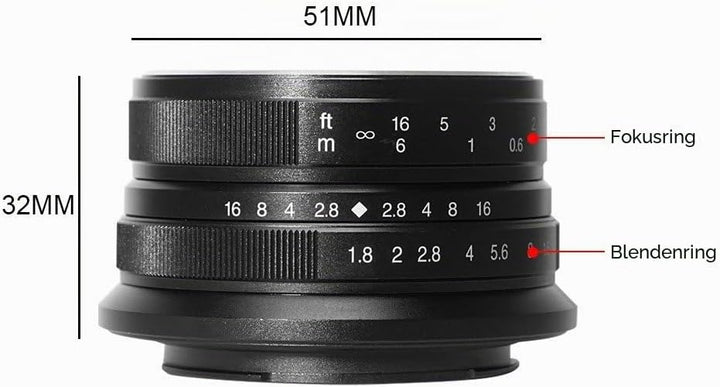 7artisans 25mm F1.8 Manueller Fokus Festbrennweite für Olympus für Panasonic Micro Four Thirds MFT m