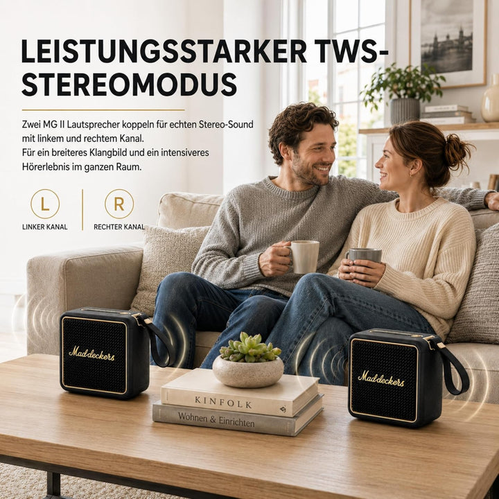 MG II Bluetooth Lautsprecher 40W, Tiefer Bass mit DSP, RGB Licht, IPX7 Wasserdicht, Dual-Treiber,17H