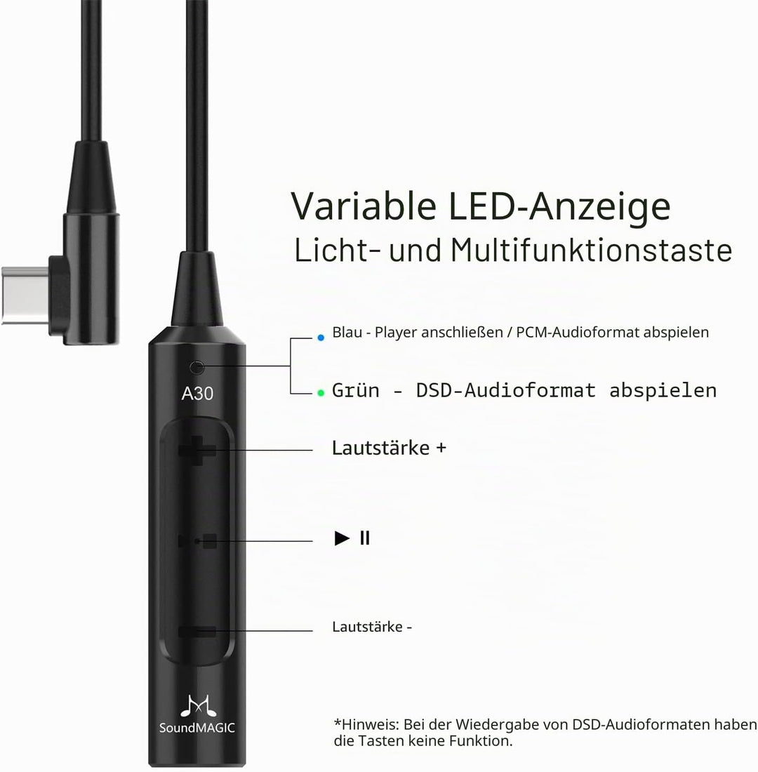 SoundMAGIC A30 Tragbarer Kopfhörerverstärker HiFi Stereo Kopfhörerverstärker Hhohe Auflösung DAC Ada