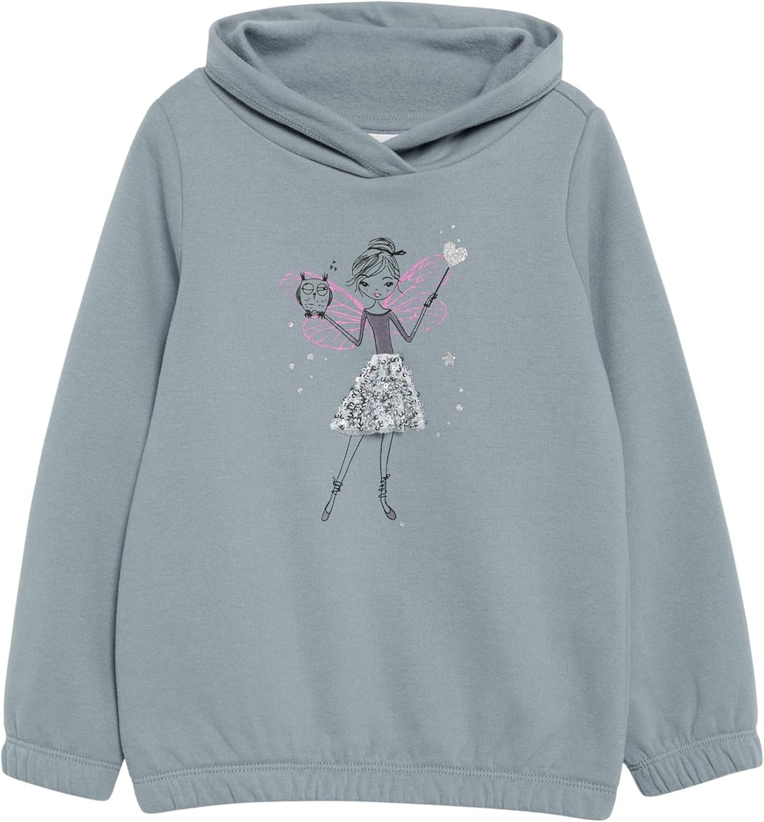 s.Oliver Wärmendes Sweatshirt mit Schalkragen und Glitzer-Artwork, 104-110 Blassblau