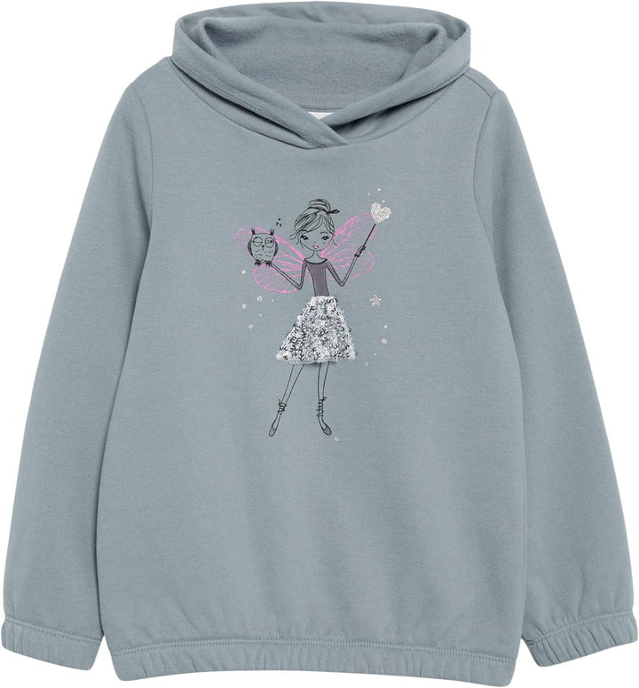 s.Oliver Wärmendes Sweatshirt mit Schalkragen und Glitzer-Artwork, 104-110 Blassblau