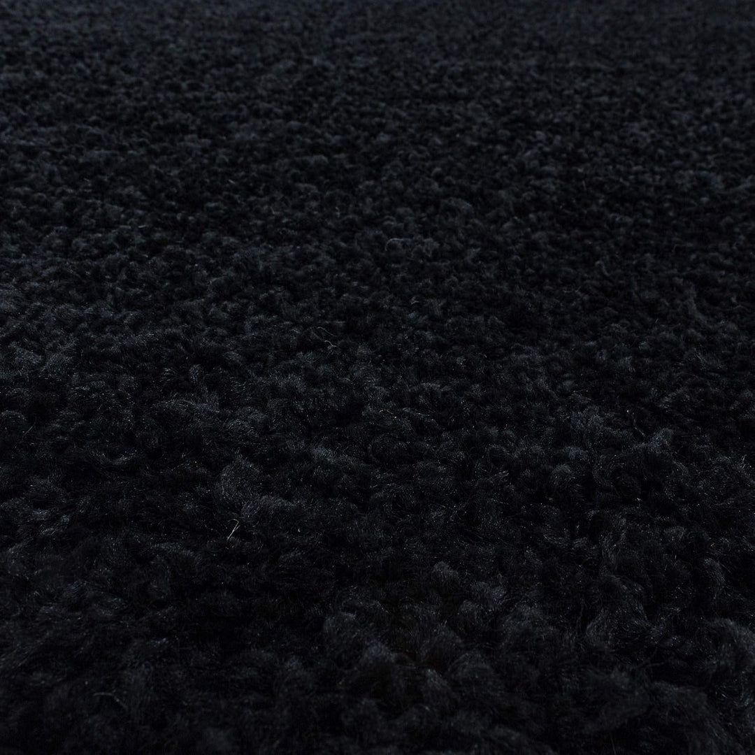 HomebyHome Shaggy Teppich Wohnzimmer (200x300) Flauschiger Teppich 200x290 cm Schwarz Einfarbig - Ho