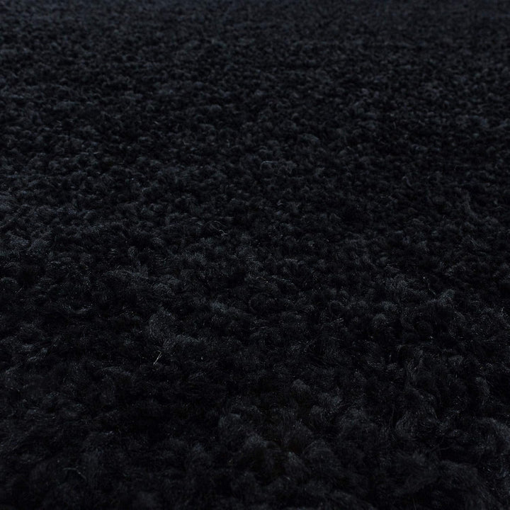 HomebyHome Shaggy Teppich Wohnzimmer (200x300) Flauschiger Teppich 200x290 cm Schwarz Einfarbig - Ho
