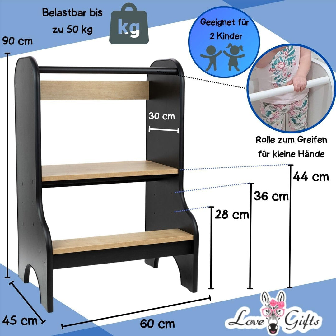 Love Gifts® Lernturm für Kinder mit Kippschutz und höhenverstellbar | Learning Tower mit sicheren Ka