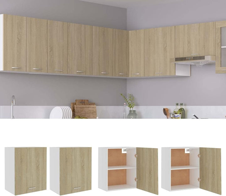 vidaXL Hängeschränke 2 STK. Lyon Sonoma-Eiche 50x31x60 cm Holzwerkstoff, Küchenschrank, Gastronomies