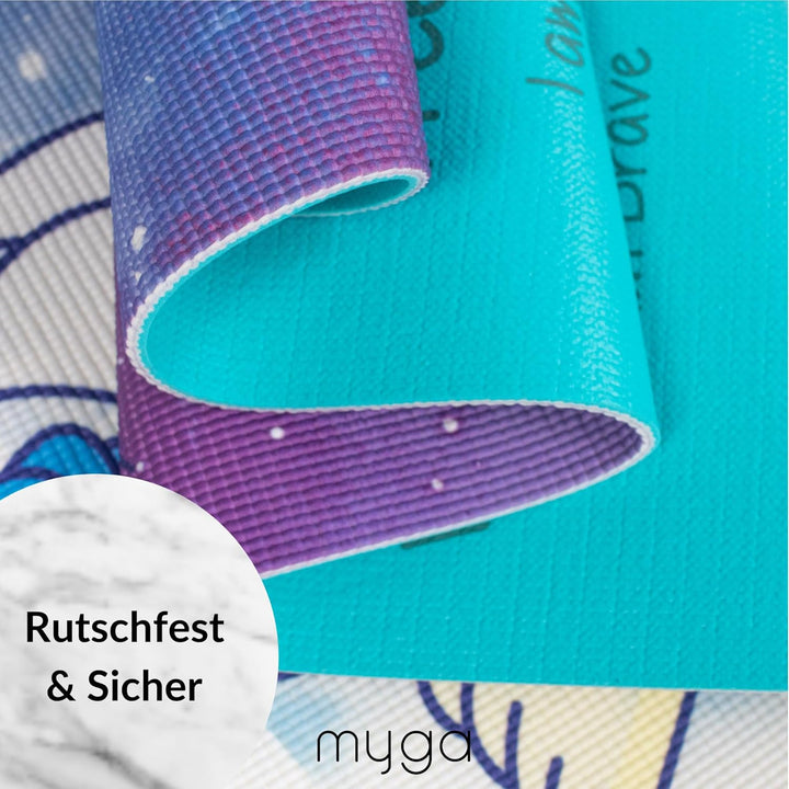 Myga Kinder Yogamatte | Rutschfest & Leichtes Gewicht | 6 mm Dicke | Ideal für Yoga, Bewegung, Spass