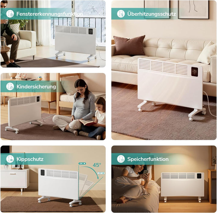 EMKE Smart Elektroheizung Energiesparend 2000W, Konvektor-Heizung Elektrisch mit WLAN & App-Steuerun