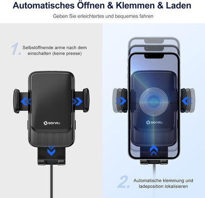 SONRU Handyhalterung Auto Mit Ladefunktion Induktives, Fast Wireless Charger Auto Lüftung/Saugnapf K