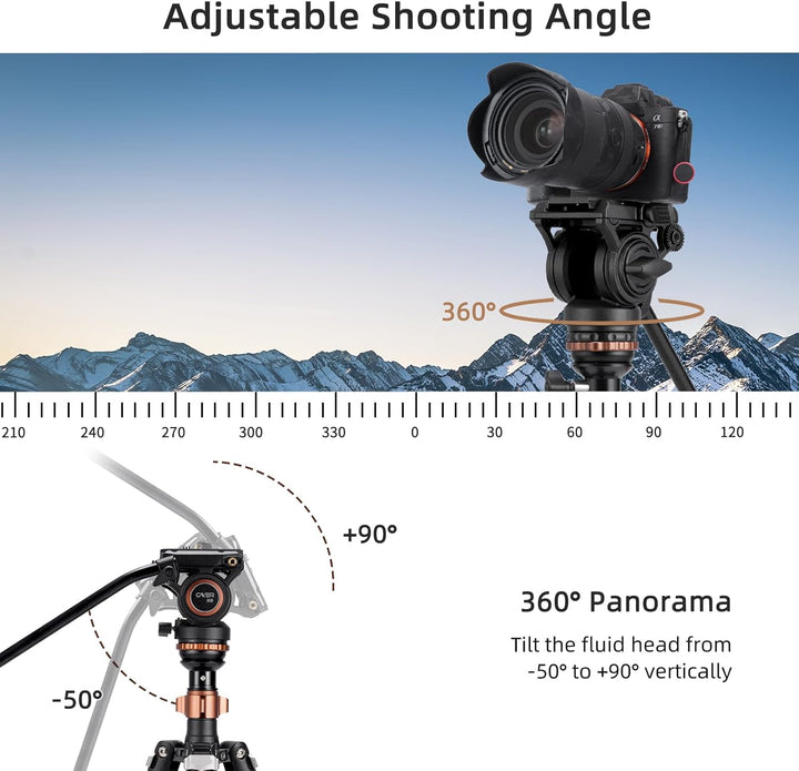 Professionelles Video-Stativ-Einbeinstativ-Kit, Cayer AF2451 67-Zoll-Aluminium-Teleskop-Flip-Lock-St