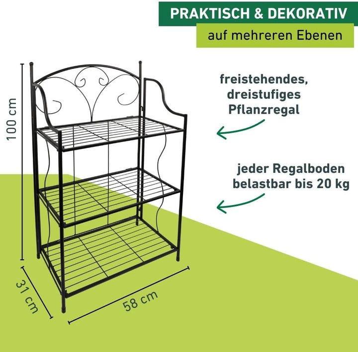 Pflanzenregal 3-stufig, 58x31x100cm 100 x 58 x 31 cm, 100 x 58 x 31 cm