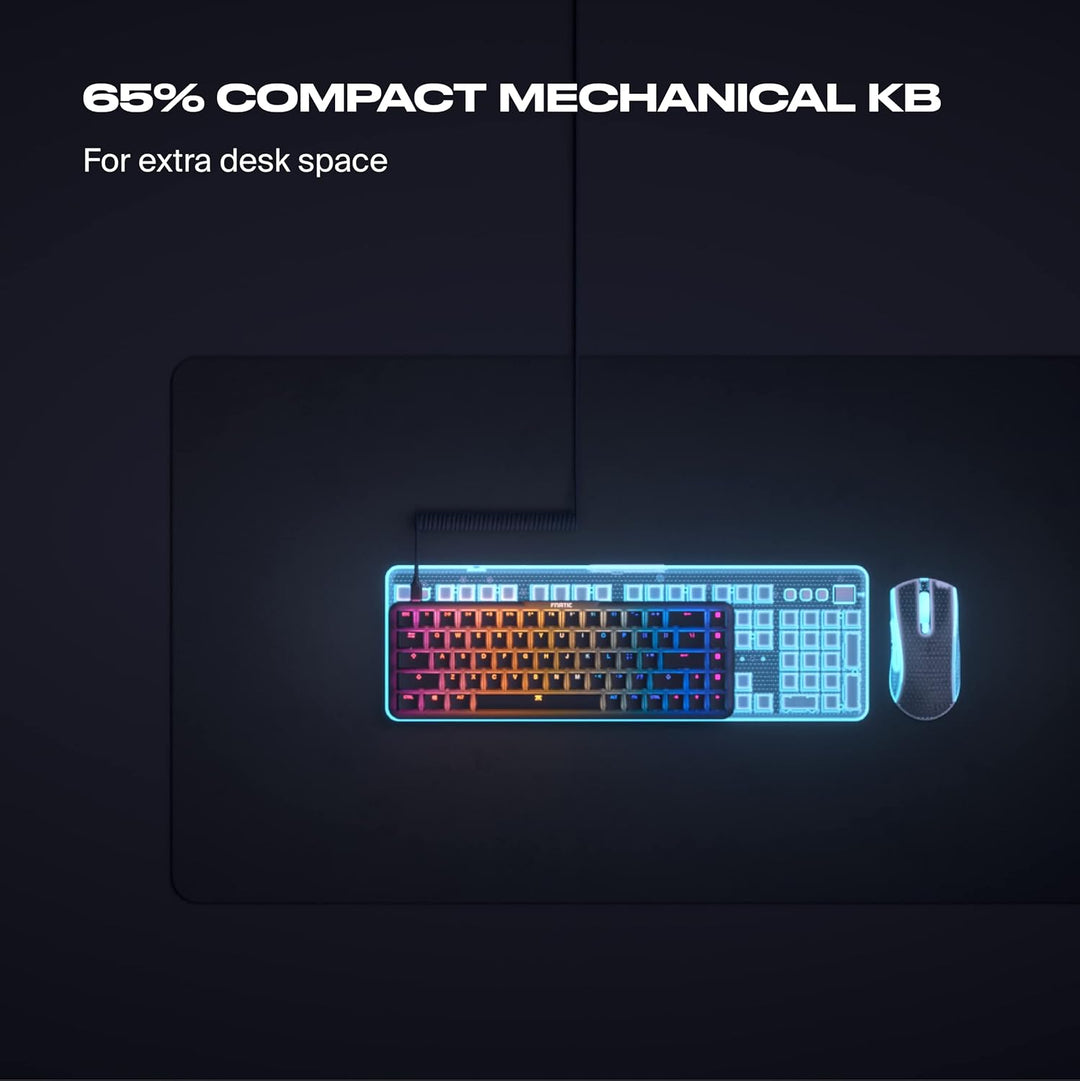 Fnatic STREAK65 LP Black | Compact RGB Gaming Mechanical Keyboard Speed Switches | PBT Doubleshot Ke