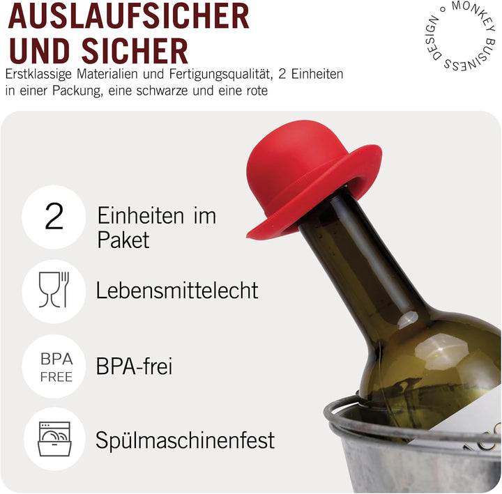 Monkey Business Silikon-Weinstopfen | verschliesst Flaschen und hält Wein frisch/süsses Weinzubehör/