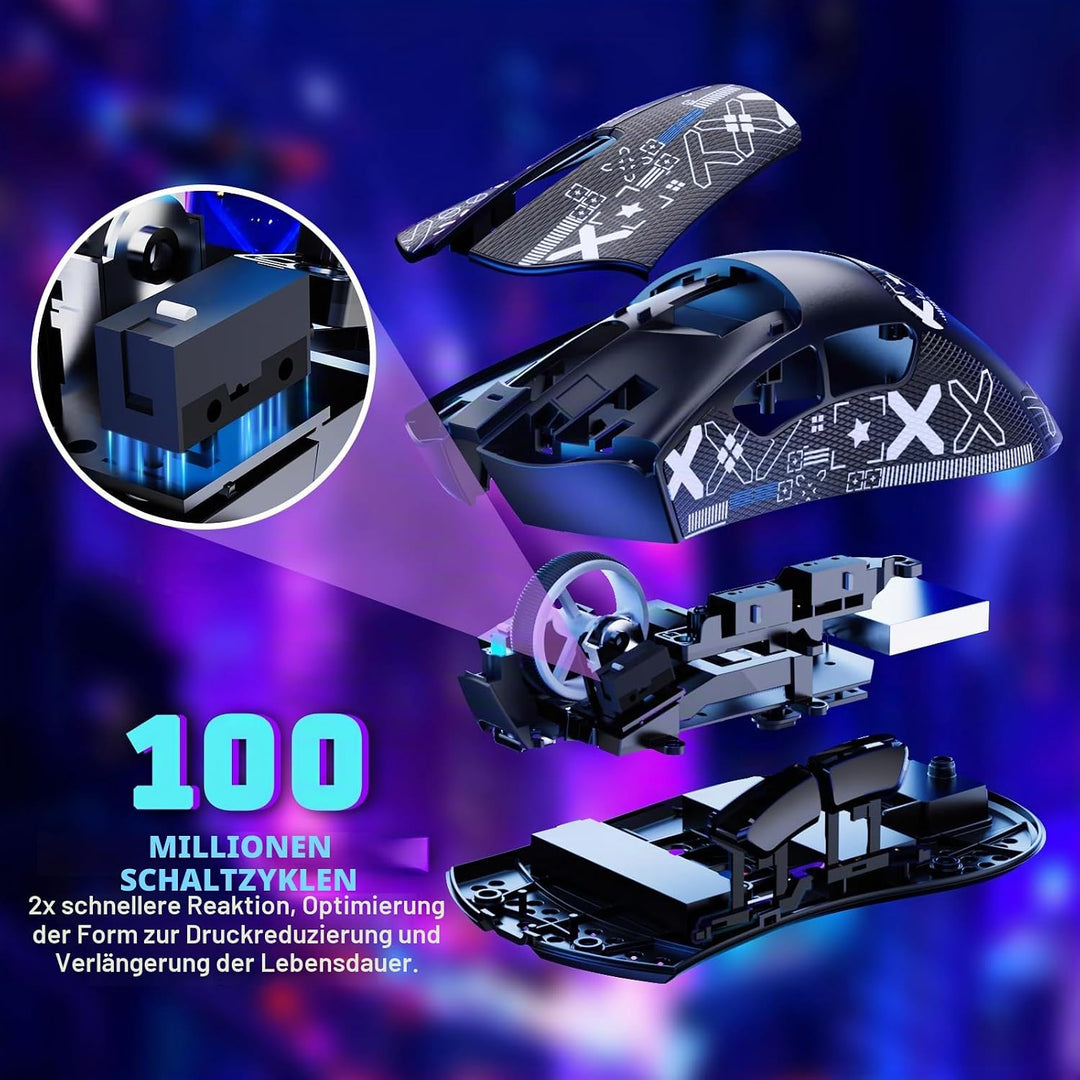 MAMBASNAKE X ATTACKSHARK V3 Kabellose Gaming-Maus mit Band,65g leicht,geteiltes Design für Rechtshän