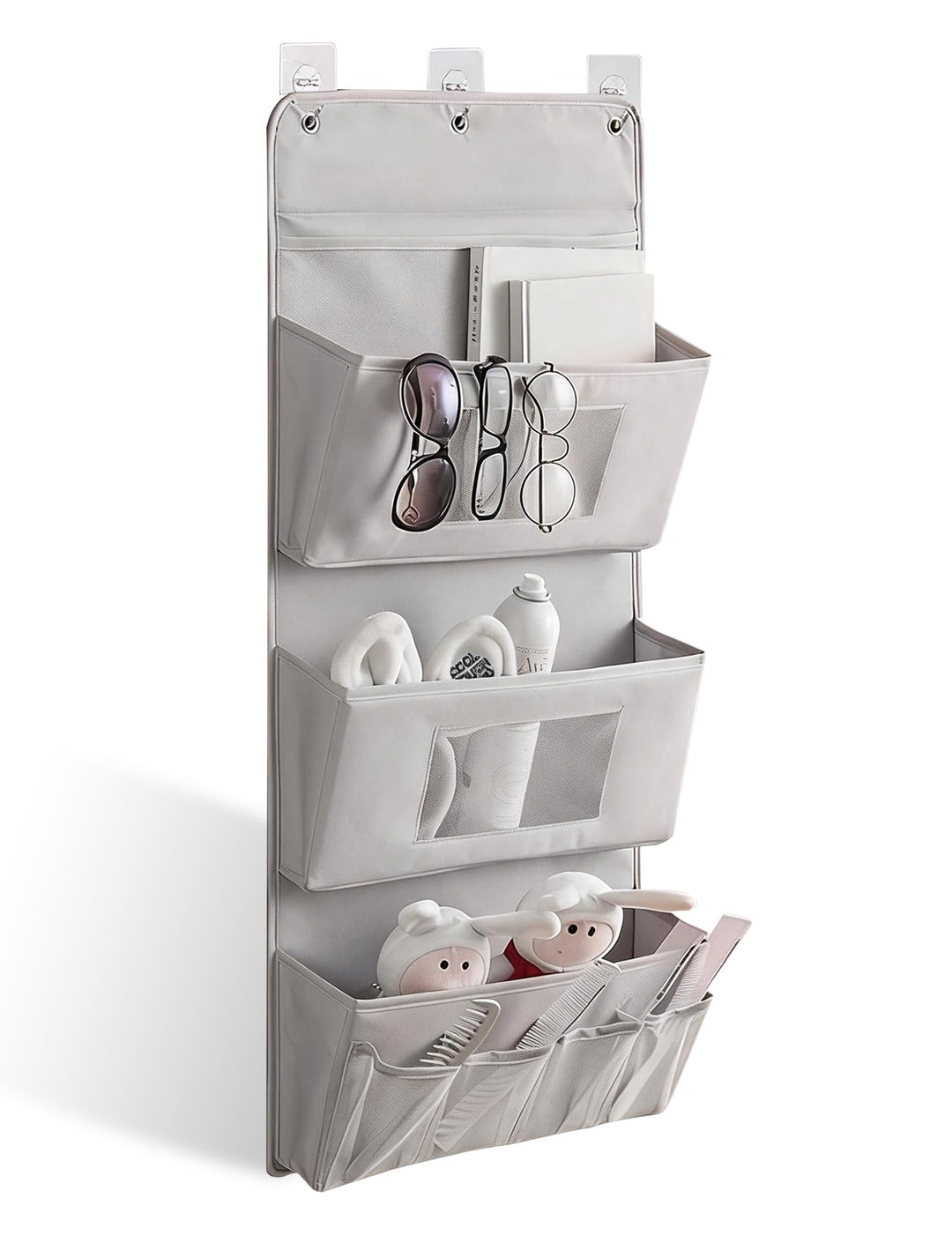 Hängeorganizer 3-Schichten 40x90cm – Faltbarer Wandorganizer aus Oxford-Stoff mit 3 Taschen & 3 Hake