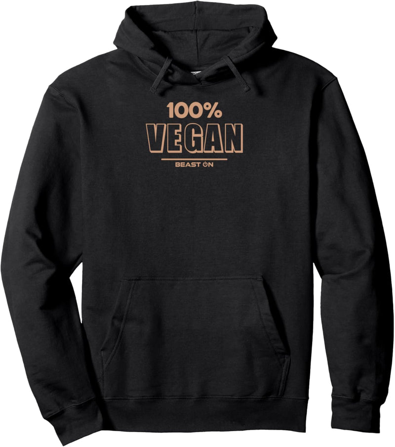 100% Vegan Beige Bodybuilder Gym Fitness Motivation Sprüche Pullover Hoodie