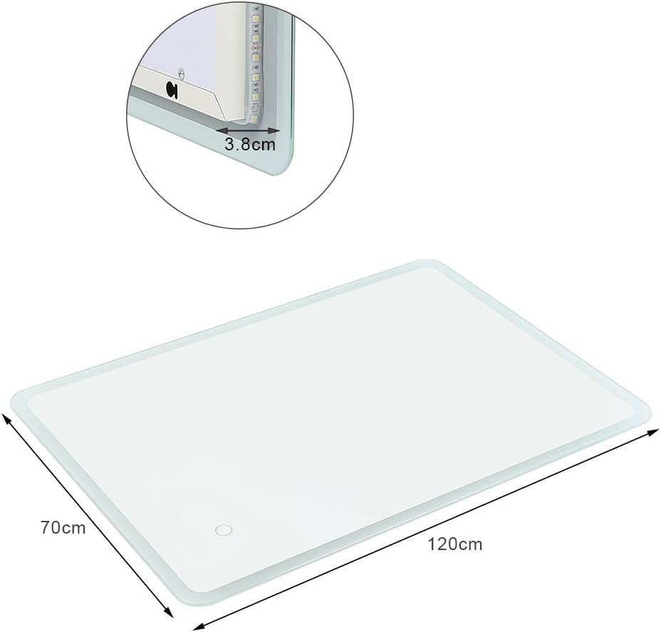 MUPAI Badspiegel LED Badezimmerspiegel Beleuchtet Bad Spiegel Wandspiegel Badezimmerspiegel mit Bele