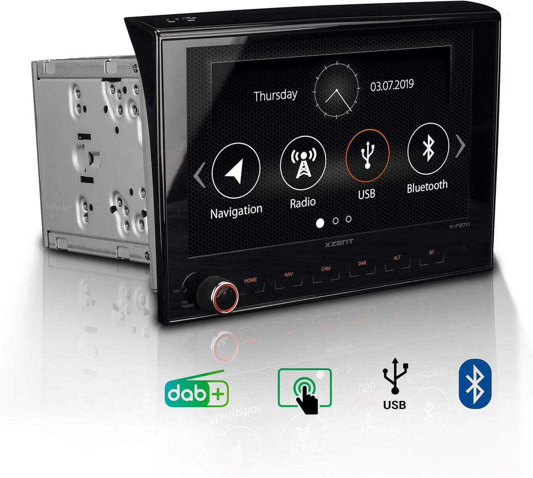 Xzent X-F270: Infotainer, 2 Din Mediencenter für FIAT Ducato, Multimedia mit 20,3 cm / 8“ Touchscree