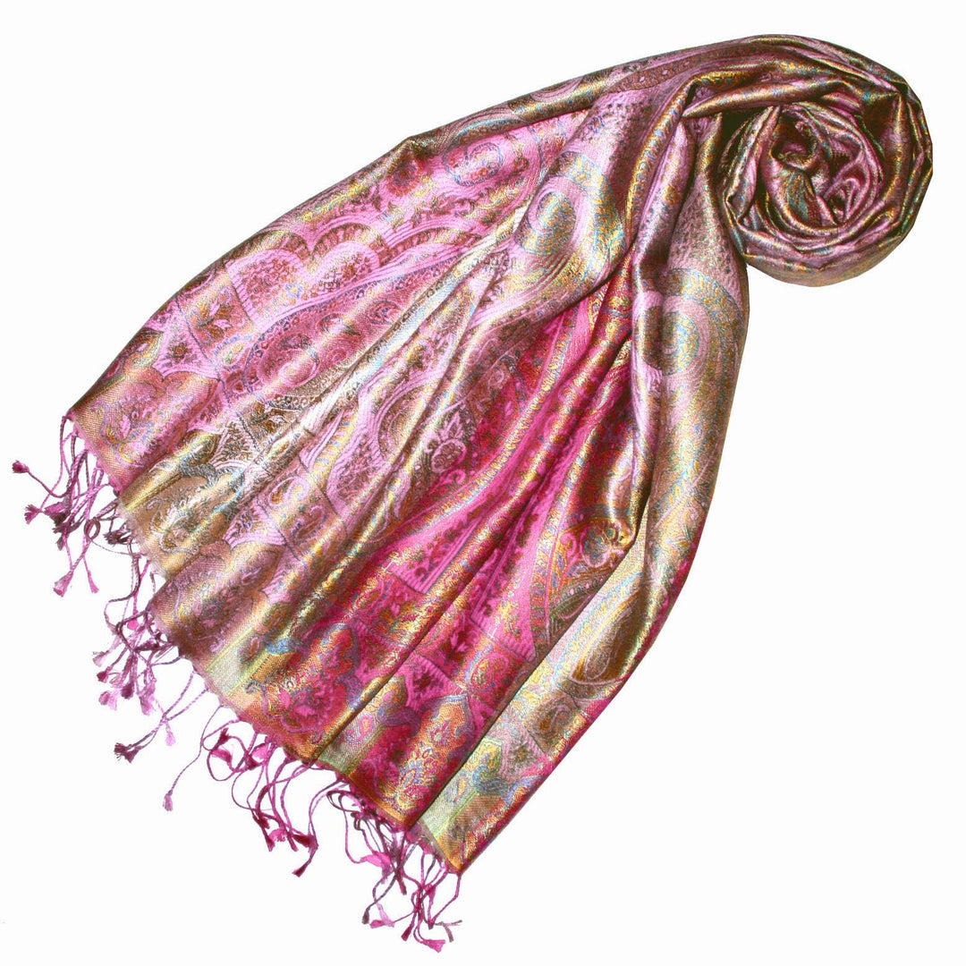Lorenzo Cana Luxus Pashmina Damen - Schal Schaltuch jacquard gewebt 100% Seide Paisley Muster Seiden
