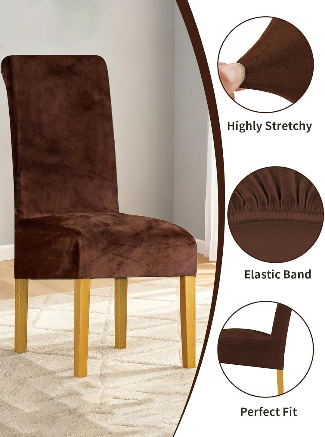 LANSHENG Stretchy Stuhlbezüge für Esszimmerstühle, Stretch Spandex mit Gummiband Stuhlbezug,Velvet L