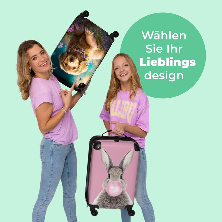 NoBoringSuitcases.com® Koffer Handgepäck Trolley Rollkoffer Kleine Reisekoffer mit 4 Rollen - Welpe