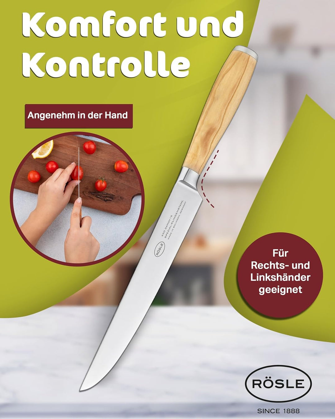 Rösle Fleischmesser Artesano, Hochwertiges Küchenmesser zum Schneiden aller Arten von Fleisch, Tranc