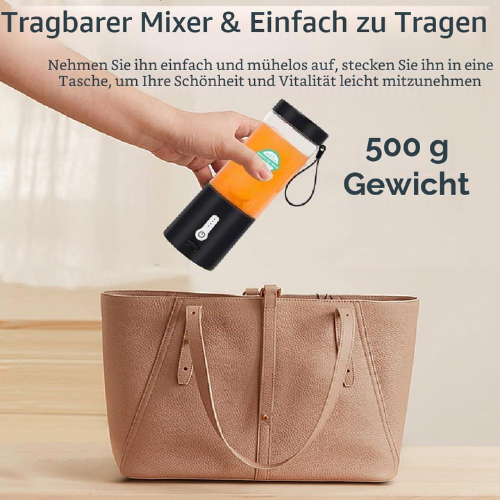 Tragbarer Mixer, Smoothie Maker to go für Shakes und Smoothies mit 6 scharfen Klingen, USB-wiederauf
